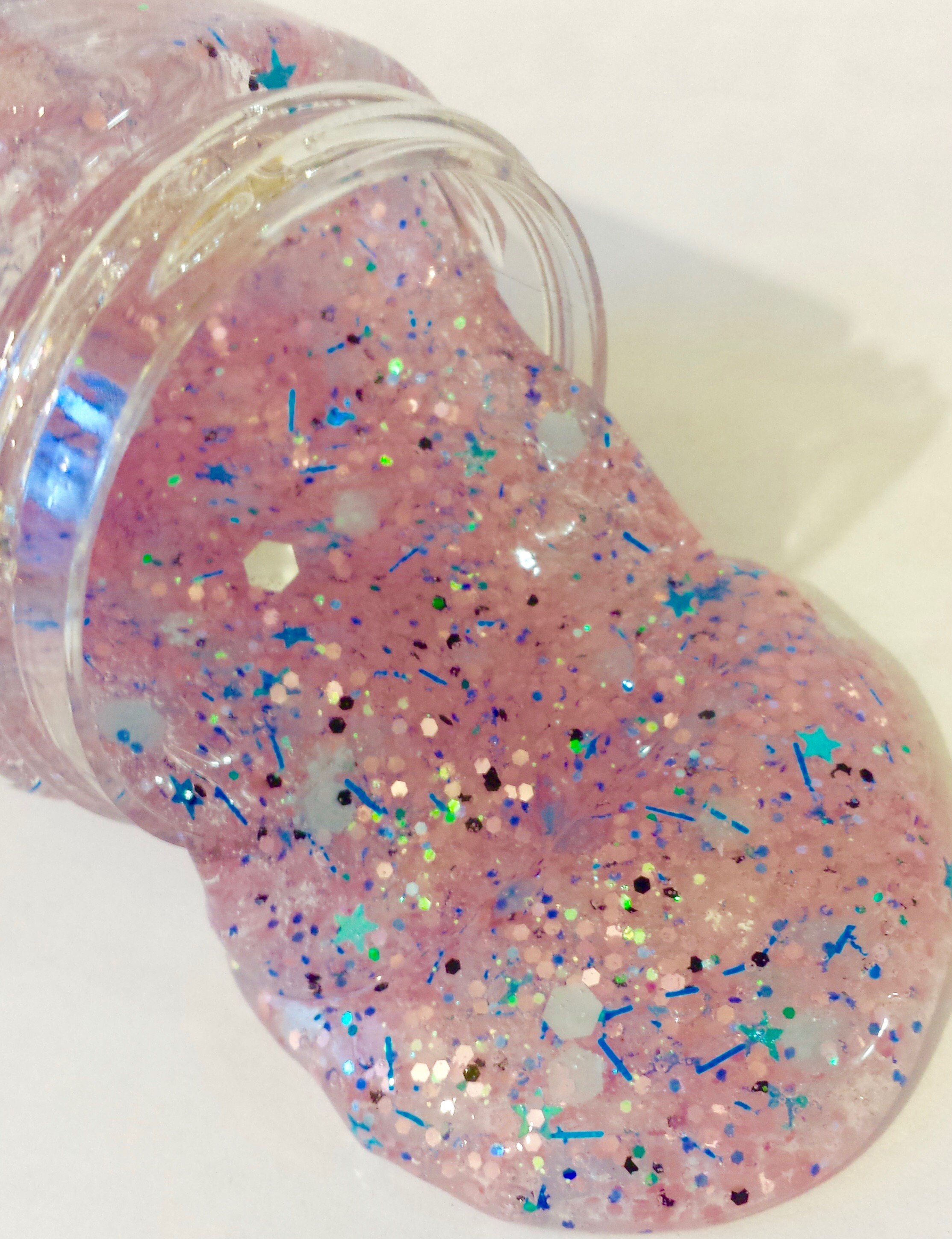 Fairytale Glitter Slime 2 oz Clear Pink Holo Blue Star Glitter