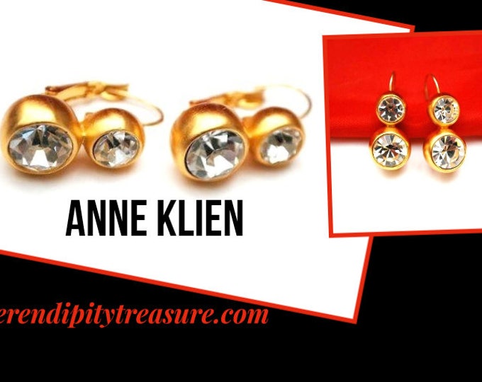 Anne Klein Crystal drop earrings - Yellow Gold - Rhinestone - Pierced earring - dangle