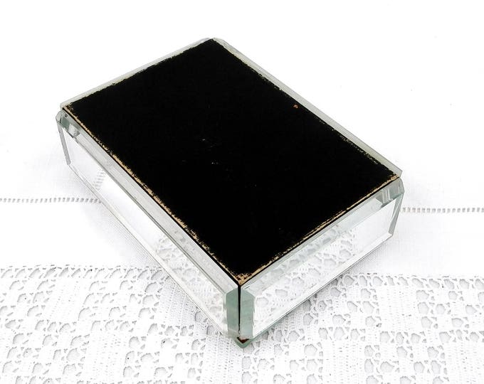 Vintage French Beveled Mirrored Jewelry Box with Satin Lining, Jewelry Trinket Glass Casket, French Shabby Chateau Chic Decor Vintage French Beveled Mirrored Jewelry Box with Satin Lining, Jewelry Trinket Glass Casket, French Shabby Chateau Chic Decor