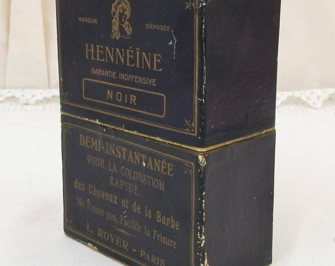 Antique French Box Originally Contained Hair and Beard Black Dye "Hennéine" by L.Royer Paris, Vintage Hair Styling From France, Collectible