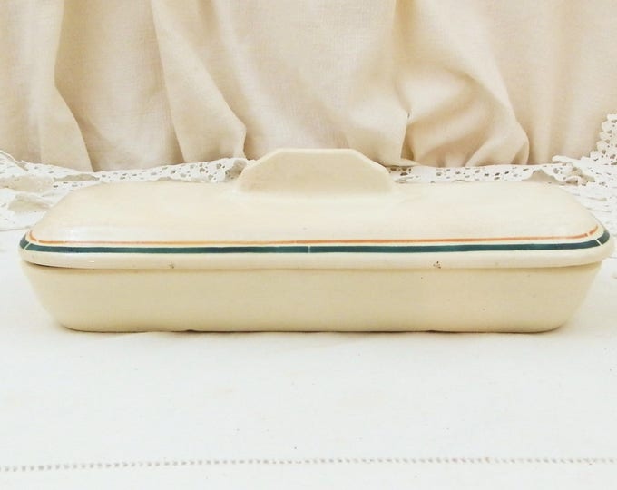 Antique French Soap Dish from France by Badonviller, Retro Bathroom Ware Toothbrush Lidded Dish, Trinket Box, Vintage Brocante Fleamarket Antique French Soap Dish from France by Badonviller, Retro Bathroom Ware Toothbrush Lidded Dish, Trinket Box, Vintage Brocante Fleamarket