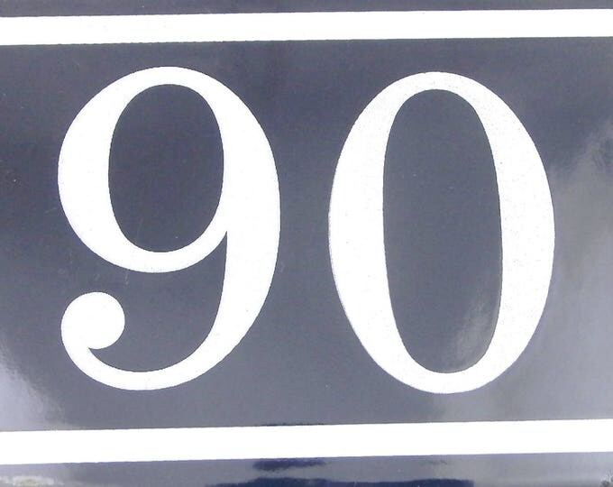 Blue and White Enamel Metal Number Plaque 90 / 06, Vintage French House Street Enameled Sign