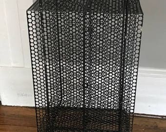 Vintage Mid Century Modern Black Metal Telephone Stand Magazine Rack End Table