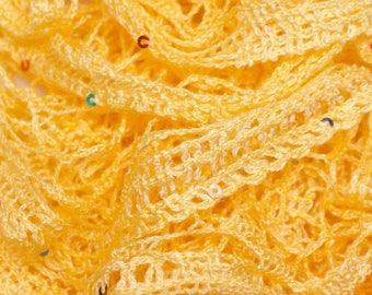 Handmade - scarf ruffle yellow color with color sequins
