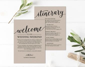 wedding welcome letter template word itinerary etsy wedding welcome letter template word itinerary etsy
