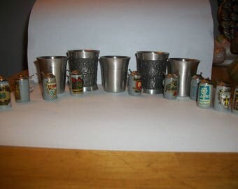 Free Shipping*** Lot of German Pewter Stainless Steel Shot Glasses Rein Zinn Miniature Steins Barware Bar room Cart Decor