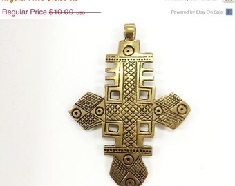 Weekly Sale Extra Large Brass Ethiopian Cross Pendant 4 Inch approx - TP107C