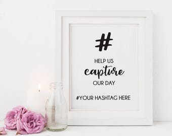 Wedding #Hashtag Sign // Custom Hashtag // Instagram // Black Text // Wedding Sign // Printable Wedding Signs // Instant Download