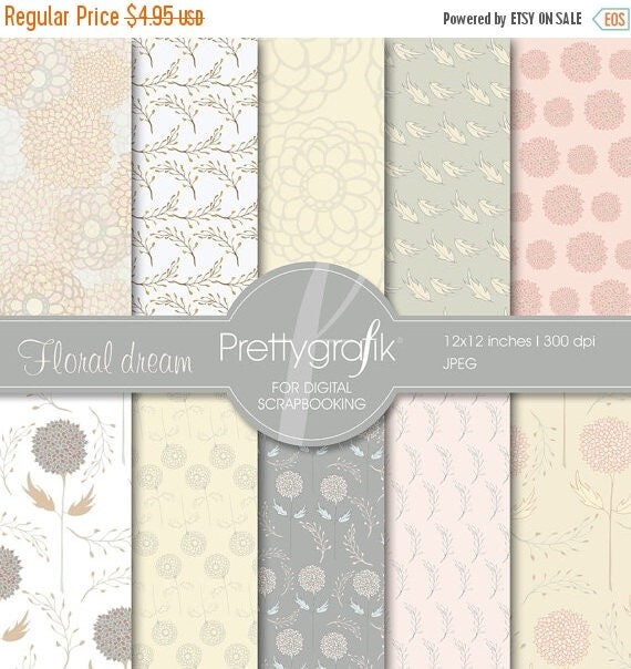 80% OFF SALE flowers digital paper, commercial use, scrapbook papers, background - PS536 Il_570xn