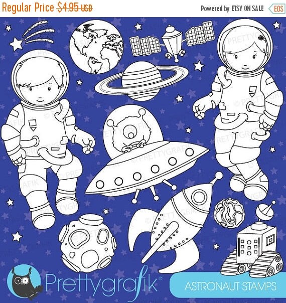 80% OFF SALE Space astronaut digital stamp commercial use, vector graphics, digital stamp, digital images - DS579 Il_570xn