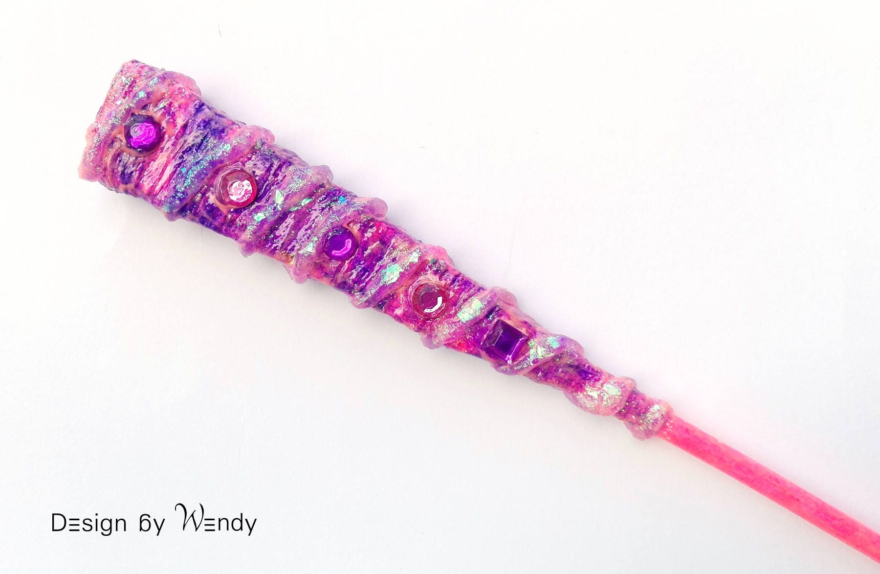 Fairy Wand glow in the dark pink wand with holographic glitter