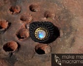 Macrame ring with Moonstone set in brass, bohemian jewelry, Free Worldwide Shipping