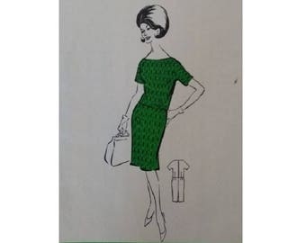 Vintage 60's Classic Mad Men Jackie O Short Sleeve Dress Pattern Size UK 14 Bust 36"