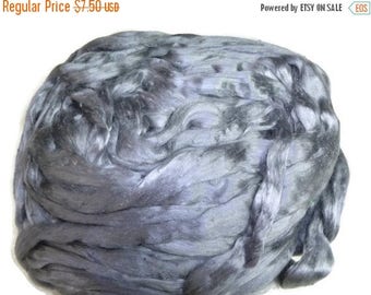 SALE 1 oz Mulberry Silk roving, hand dyed Gray