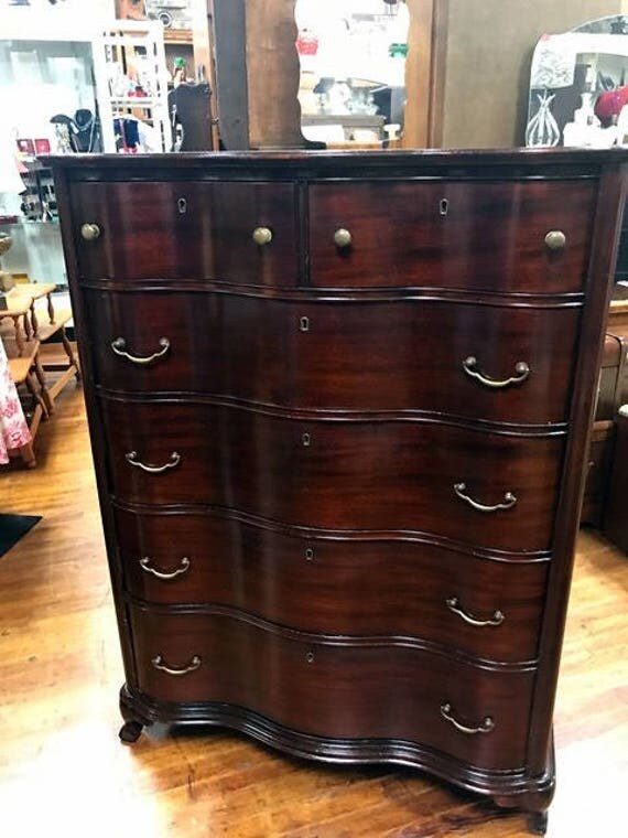Solid mahogany dresser with serpentine front drawers