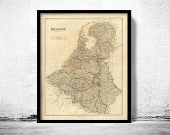 Vintage Map of Belgium Antique map 1832