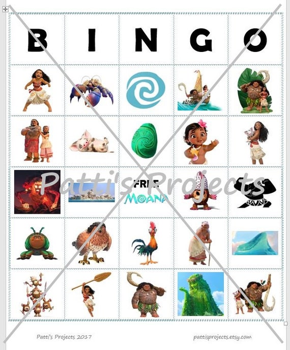 Moana Inspired Bingo