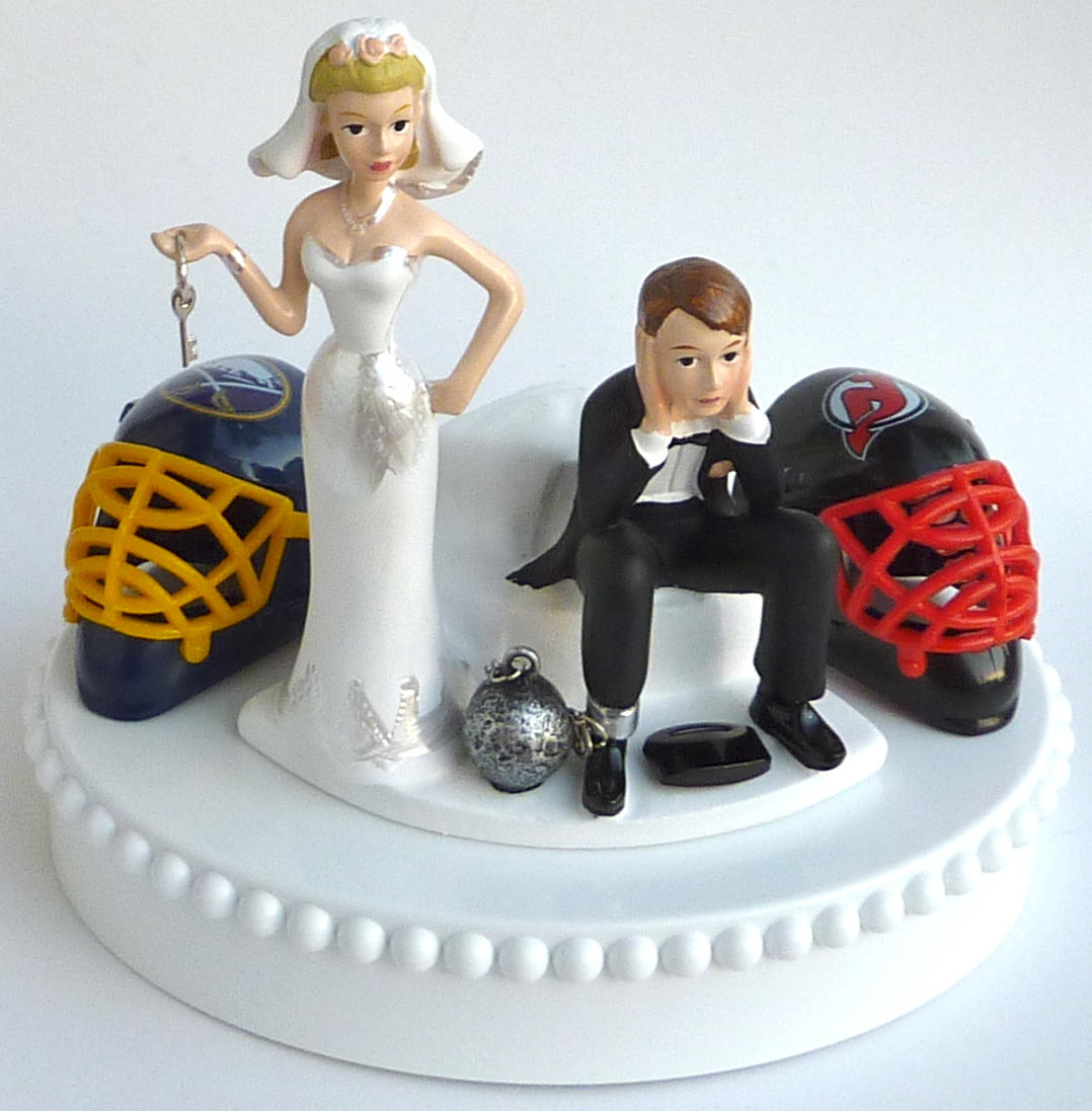  Wedding  Cake  Topper  Team Rivalry Hockey House  Divided  Ball and