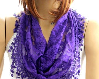 purple lace scarf Summer lace scarf Lace scarf Woman scarf scarves floral scarf purple headband purple scarves lace scarf floral scarves