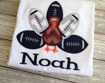 Turkey/boys thanksgiving applique design/turkey football