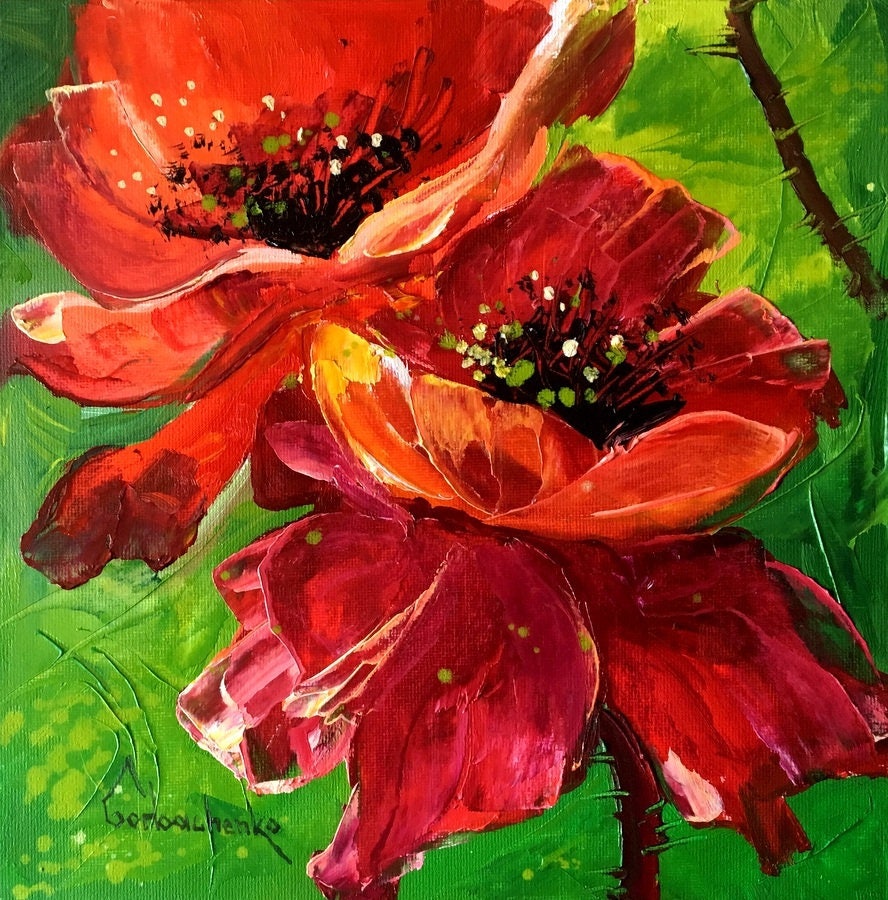 Oil Painting on canvas panel Original painting Flower wall art