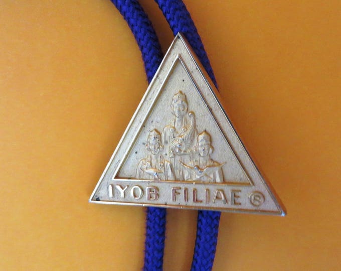 Vintage Bolo Tie - Jobs Daughters IYOB FILIAE Purple Tie with Triangle Pendant, Masonic Bolo