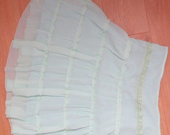 Light green ruffle frilly tiered boho gypsy skirt