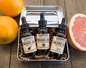 Trader Beard Collection - Citrus and worldly scent collection of beard oils, grapefruit beard oil, spiced beard oil, whiskey beard oil