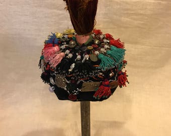 Uzbek ethnic tribal kuchi hat decorating home