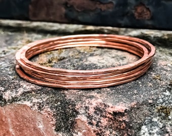 Simple Copper Bangles. Copper Bracelets. Thin Bangle Bracelets S M L Skinny Bangles. Stacking Bangles