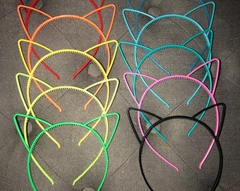 Set of 10 Plastic Cat Ear Headbands Cat Ears Birthday Party Favors Kitty Cat Ears Cat Hair Bands Fits Kids and Adults Ready to Ship