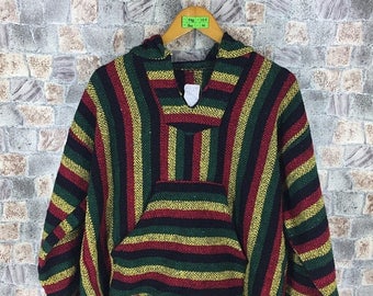 MEXICAN BAJA Jacket XLarge Vintage 90s Multicolour Streetwear Cross Colour Style Hoodie Jacket Size XL