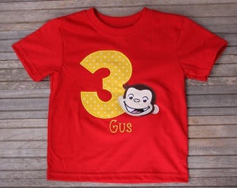 Curious George Birthday Shirt, Birthday T-shirt, Curious George, George Embroidered Shirt, Custom Embroidered Shirt