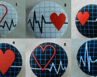 Medical ~ECG~EKG~Heart~ Fabric Retractable Badge Holder Reel, ID Name Holder,Security tag holderl