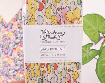 Liberty of London Bias Binding - Betsy W - 3m - 20mm - Liberty Classic Collection 100% cotton Liberty Tana Lawn - 3m 3.28 Yards
