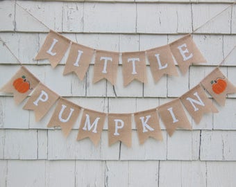 Little Pumpkin Banner, Little Pumpkin Baby Shower Decor, Burlap Garland, Pumpkin Shower Decor, Rustic Shower, Little Pumpkin Garland Sign