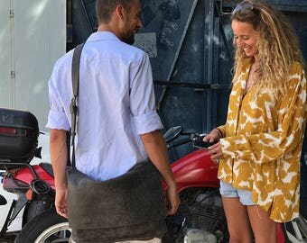 Sale!!! Handmade, Distressed Leather Messenger Bag, Mens leather Laptop bag, 15 inch laptop leather Bag, MacBook Bag / Shoulder Bag