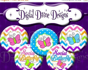 BTS Social Butterfly - 1 inch round digital graphics - Instant Download