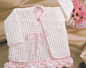 PDF baby crochet dress pattern with coat vintage crochet pattern INSTANT download baby pattern only