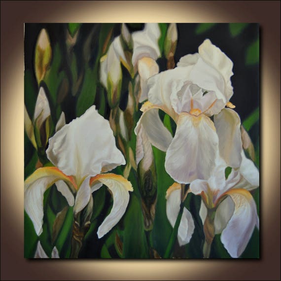 Irises Painting Original Oil on Canvas Art Flower Painting