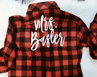 Mrs. Flannel |Bride Flannel | Bridesmaid Flannels | Maid of Honor Flannel