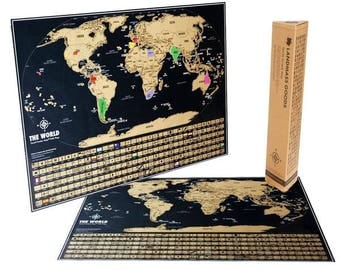 Scratch off Map - Scratch where you've been on the Travel Tracker Map ® - Black and Gold