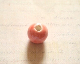 Large 18mm iridescent salmon ceramic bead