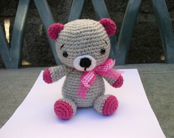 little bear amigurumi pink and grey Alpaca