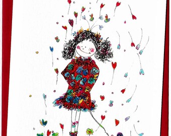 Pippyb's Hand Illustrated Ink and WaterColour Greetings Card.