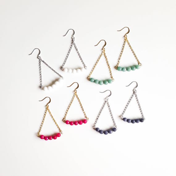 Mint Green Trapeze Earrings Gemstone Earrings Lightweight