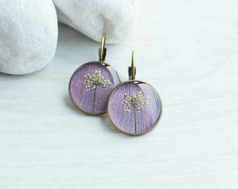 Earrings. Earrings with real flowers in resin. terrarium jewelry. Jewelry. gift. flowers. nature. woodland style.