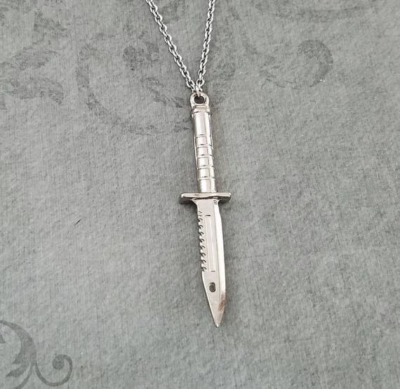 Knife Necklace Dagger Necklace Combat Knife Charm Necklace