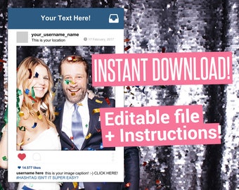 DIY Personalizable Instagram Style Frame / Editable / Social Media Photo Prop / INSTANT DOWNLOAD / Photo booth / Old version / Blue