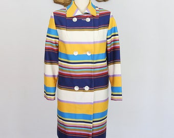 Vintage 1960's Double Breasted Multicolor Trench Coat